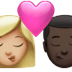 👩🏼‍❤️‍💋‍👨🏿 kiss: woman, man, medium-light skin tone, dark skin tone display on Apple